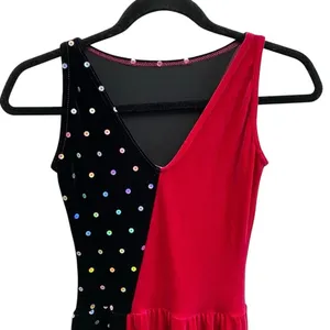 Vintage Y2K Star Styled Velvet Sequin Dance Costume Leotard Dress Adult S thumbnail 5