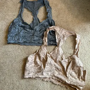Lace Racerback Bralette Duo in Slate Gray and Nude thumbnail 1