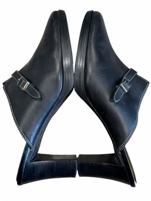 St John’s Bay Y2K Leather Shoes Size 8 Black Mules Clogs Buckle Office Neutral thumbnail 6