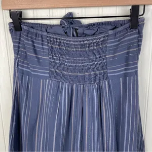 Vintage Y2K Old Navy Strapless Sundress Size Small Blue Metallic Stripe FLAWED thumbnail 10