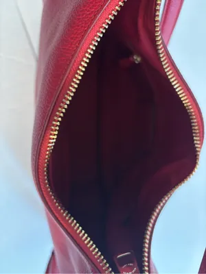 Big Red Coach In Pebble Leather Hobo with Gold Hardware thumbnail 15