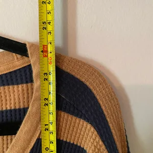 Offline Aerie Brown Blue Stripe Thermal Waffle Knit Long Sleeve Loungewear Small thumbnail 8
