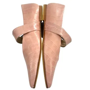 Freda Salvador Ivy Mary Jane Flats Pointed Toe Embossed Leather Pink‎ Croc Sz 7 thumbnail 4