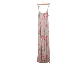Floral Wide Leg Jumpsuit Mauve Pink Rose Print Spaghetti Strap Pockets Large thumbnail 8