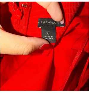 Ann Taylor Strapless Linen Red Two-Piece Pants Set thumbnail 6