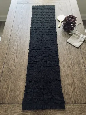CHRISTOPHER & BANKS Textured Ruffle Scarf 11” x 72” Black EUC thumbnail 2