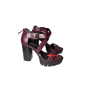 Charles by Charles David 4 Inch Platform Heels 6M Burgundy Studded Edgy Grunge thumbnail 2