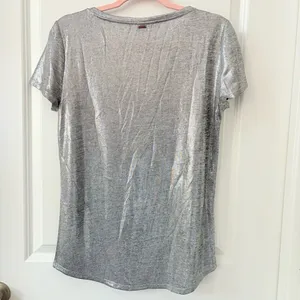 WHBM Silver V-Neck Women's Top Small thumbnail 4