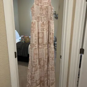Pink Lily Maxi Dress medium tan patchwork thumbnail 2