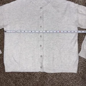 Women's Gray Button Front Knit Cardigan Sweater Crew Neck Solid Size M Size M thumbnail 4