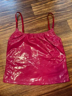 SHEIN Red Vinyl Latex-Look Cami Top with Side Zipper thumbnail 3