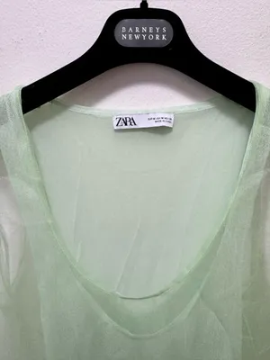 ZARA Light Mint Sheer Layered Tank Top thumbnail 2