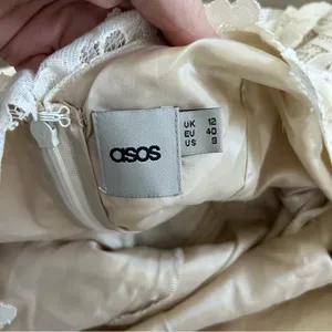 ASOS Off White All Lace Floral Appliqué Cap Sleeve A Line V Back Mini Dress 8 thumbnail 7