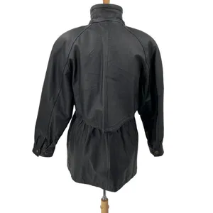 Vintage Genuine Leather Jacket Longline Layered Full Front Zipper Womens Medium thumbnail 7