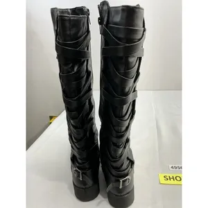 Womans Bruno Valenti Riding Boots 8 Black Full Zip Strappy Detail thumbnail 5