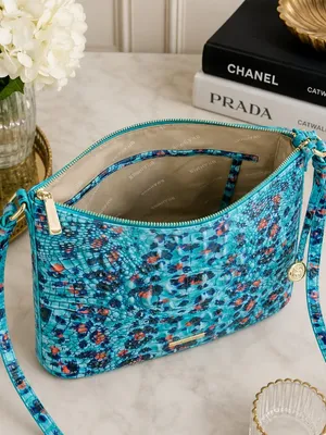 Brahmin Katie Crossbody Frisky Melbourne Blue Leopard Leather Bag NWT thumbnail 4