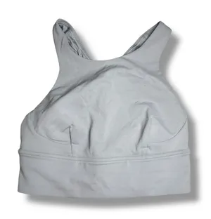 Lululemon Wunder Train Long‎ Line High Neck Sports Bra Light Blue Sz 4 Racerback thumbnail 1