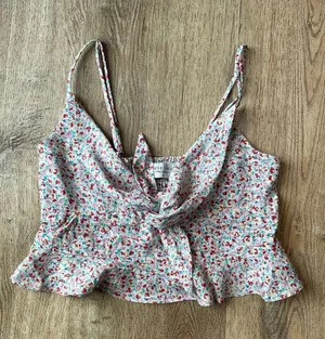 Dress Forum Floral Tie Front Crop Top M Cottagecore Peplum Tank Y2K thumbnail 1