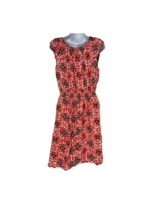 Faded Glory Coral Print Womens Sleeveless Dress Size M (8-10) Elastic Waist thumbnail 7
