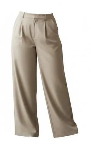 Abercrombie & Fitch Wide Leg Trouser Pants Women’s Large Long High Rise Beige thumbnail 1