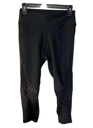Alo Yoga Women's Airlift High Waist Capri Celeste Leggings Black Mesh Size L thumbnail 1