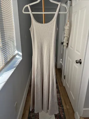 Buck Mason Surplus Rib Scoop Neck Midi Dress Neutral Heather Cream XS $118 thumbnail 3