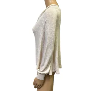 Free People Cream Gold Sparkle Scoop Neck Lightweight Knit Long Sleeve XS thumbnail 5