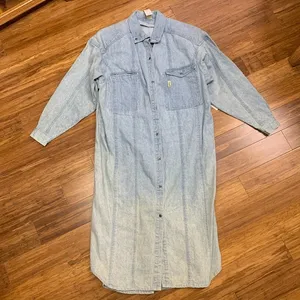 Vintage Jag‎ Denim Dress Womens Small Blue Long Sleeve Button Front Light Wash thumbnail 1