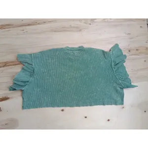 Altar'd State Sage Green Waffle Knit Ruffle Sleeve Crop Top Size Small EUC thumbnail 8