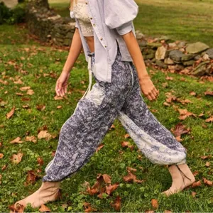 Free People Bohemian Cottage Embroidered Floral Sweet It Is Wide Leg Pants Large thumbnail 6