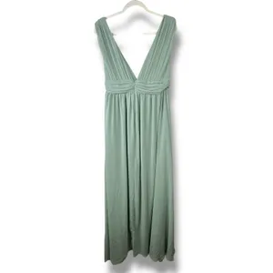 Lulus NWOT Heavenly Hues Sage Green Brush Woven Chiffon V-Neck Maxi Dress Large thumbnail 8