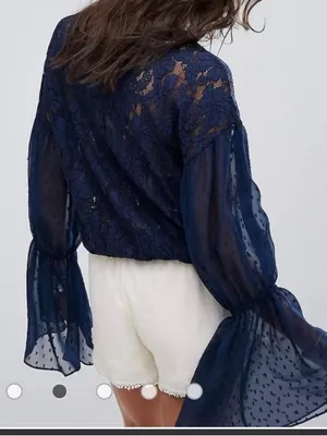 Free People Something Like Love Top size XS / SP. Navy blue. thumbnail 2