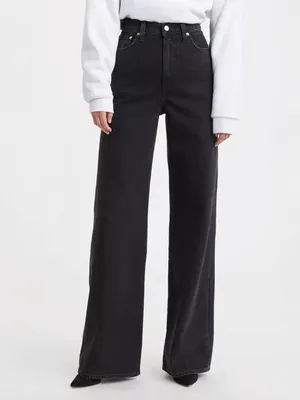 Levi’s Premium Ribcage Wide Leg Jeans W23 L32 Black Big E Zip Fly $110 thumbnail 15