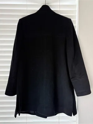 Fleurette Loro Piana 100% Wool Womens Mid Length Pea Coat Black Size 14 USA Made thumbnail 4