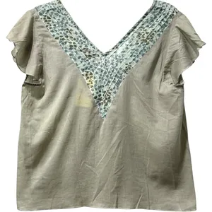 Free People Dragonfly VTG Deadstock Pleated Floral Trim Flutter Sleeve‎ M New thumbnail 3