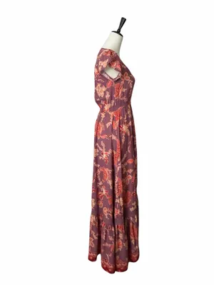 Jaase Indie Button Front Maxi Dress Women’s Size XS Bohemian Maxi Brown Floral thumbnail 4