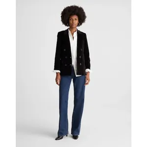 Madewell Peak-Lapel Double-Breasted Blazer in Velvet Classic Black XXS NWT thumbnail 2