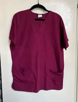 Cherokee Workwear Wine Scrub Top Woman’s Size XS thumbnail 1