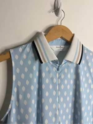 NEW Belyn Key‎ Penny Sleeveless Ikat Golf Polo Light Blue White Small Tennis thumbnail 7