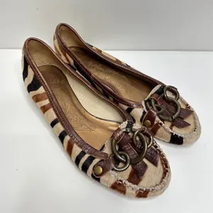 Matisse Zebra Calf Hair Moccasin Loafers Brown Tan‎ Black Size 6.5M thumbnail 3