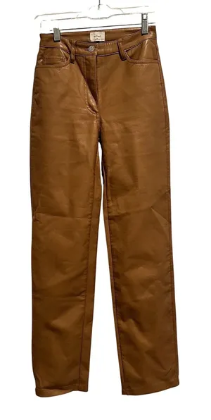 Aritzia Wilfred Melina Faux Leather Pants Camel 00 Minimalist‎ Capsule Fall thumbnail 1