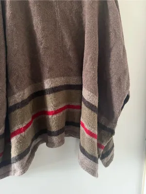 Loft Brown Cowl Neck Wool Blend Knit Poncho Sweater XS Equestrian Fall Oversized thumbnail 3