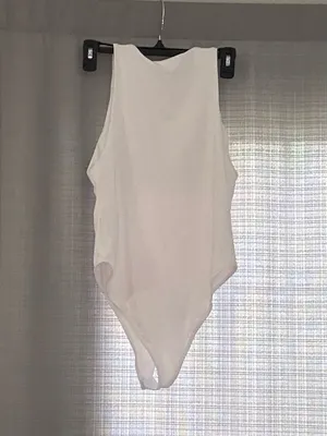 Zara White Ribbed Sleeveless One-Piece Bodysuit thumbnail 2