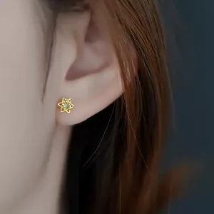 5mm Small Tiny Star Stud Earrings for Women Gold thumbnail 3