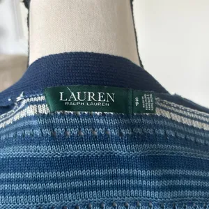 Ralph Lauren Navy & Light Blue Strip Fringe Western Long Line Cardigan thumbnail 5
