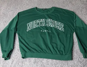 SHEIN Green North Shore Hawaii Graphic Sweatshirt Womens Large Crewneck Pullover thumbnail 1