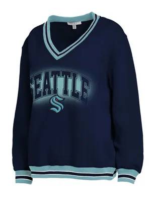 Seattle Kraken Hockey Sweatshirt Vintage Style V Neck Blue Size Women’s Large thumbnail 1
