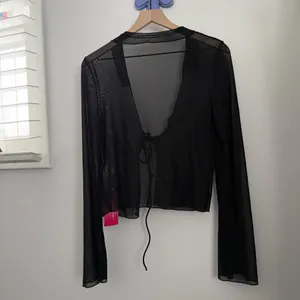 SheIn Medium NEW Black Mesh Tie Front Sheer Shrug Flare Long Sleeve Whimsigoth Vampire thumbnail 3