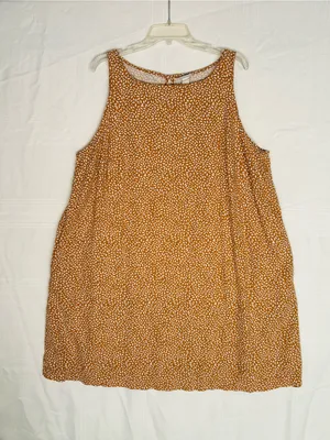 Ava & Viv 2X Sleeveless Orange with White floral Print Smock Dress with pockets thumbnail 1