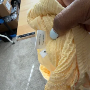 Monday‎ Women 100% Linen Pants P Yellow Wide Leg Gauze Summer Resort Vacation thumbnail 8